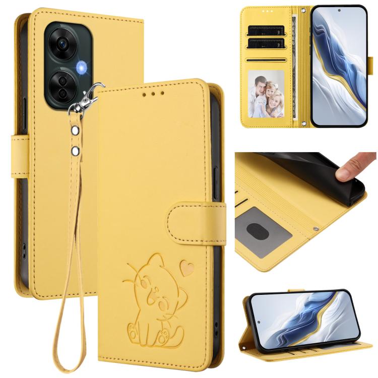 Embossed Heart Cat Leather Phone Case with Hand Strap, For OnePlus Nord CE3 Lite 5G / N30, For OnePlus Nord 3 / Ace 2V