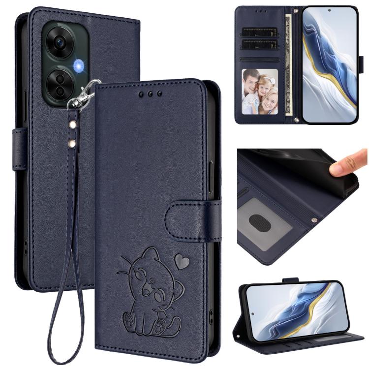 Embossed Heart Cat Leather Phone Case with Hand Strap, For OnePlus Nord CE3 Lite 5G / N30, For OnePlus Nord 3 / Ace 2V