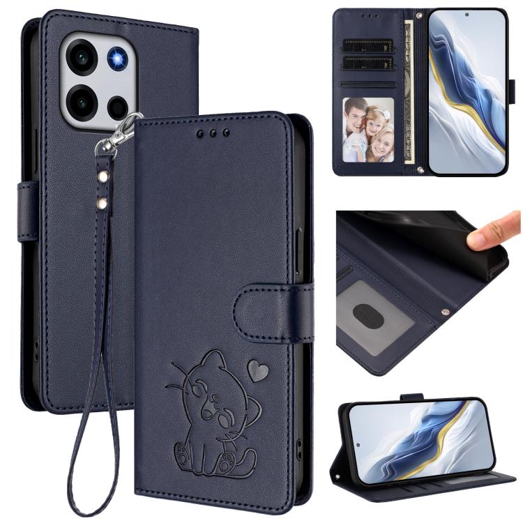 Embossed Heart Cat Leather Phone Case with Hand Strap, For OnePlus Turbo 6X Pro 5G, For OnePlus Turbo 6 / 6V 5G