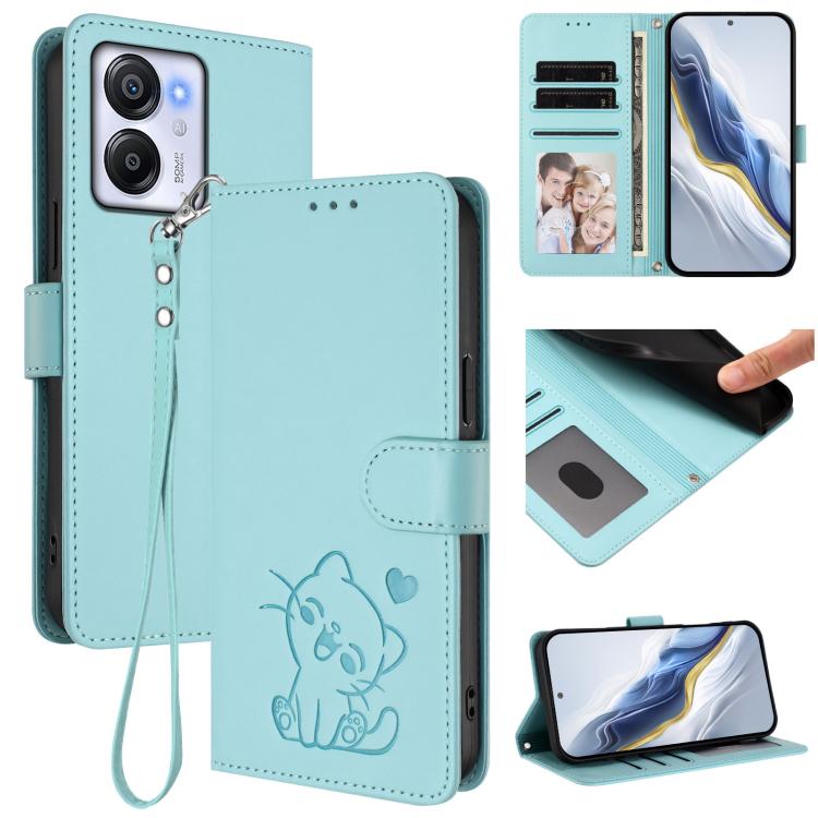 Embossed Heart Cat Leather Phone Case with Hand Strap, For Blackview Shark 9 5G, For Blackview Oscal Modern 8 / Color 8