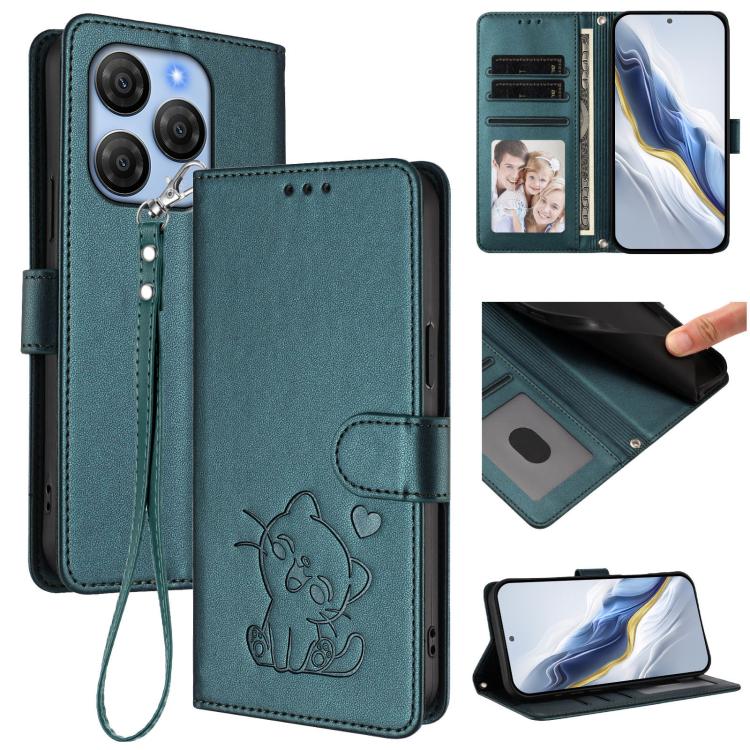 Embossed Heart Cat Leather Phone Case with Hand Strap, For Blackview Shark 9 5G, For Blackview Oscal Modern 8 / Color 8