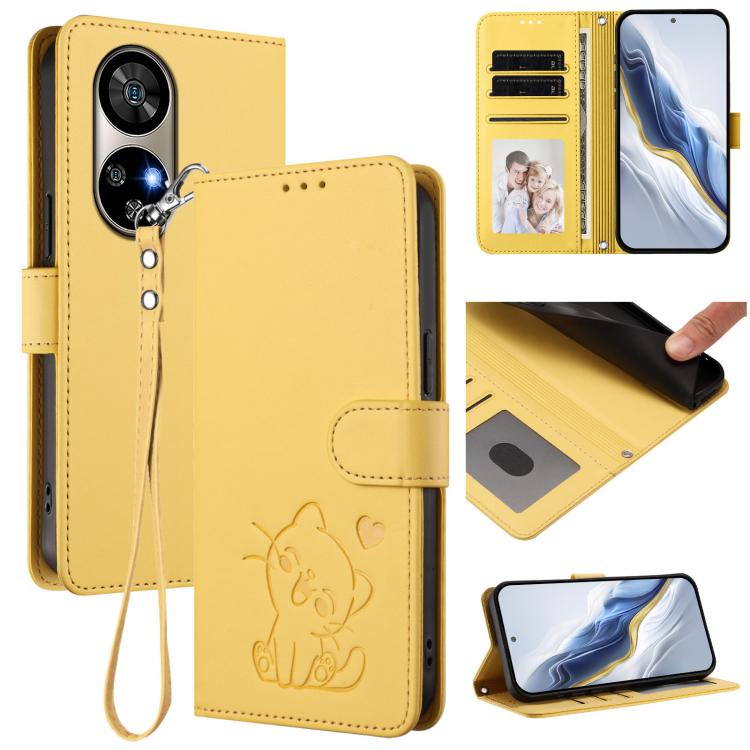 Embossed Heart Cat Leather Phone Case with Hand Strap, For Ulefone Note 17 Pro, For Ulefone Note 16 Pro