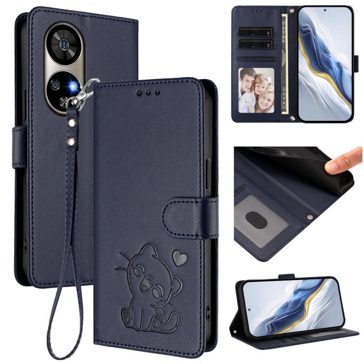 Embossed Heart Cat Leather Phone Case with Hand Strap, For Ulefone Note 17 Pro, For Ulefone Note 16 Pro
