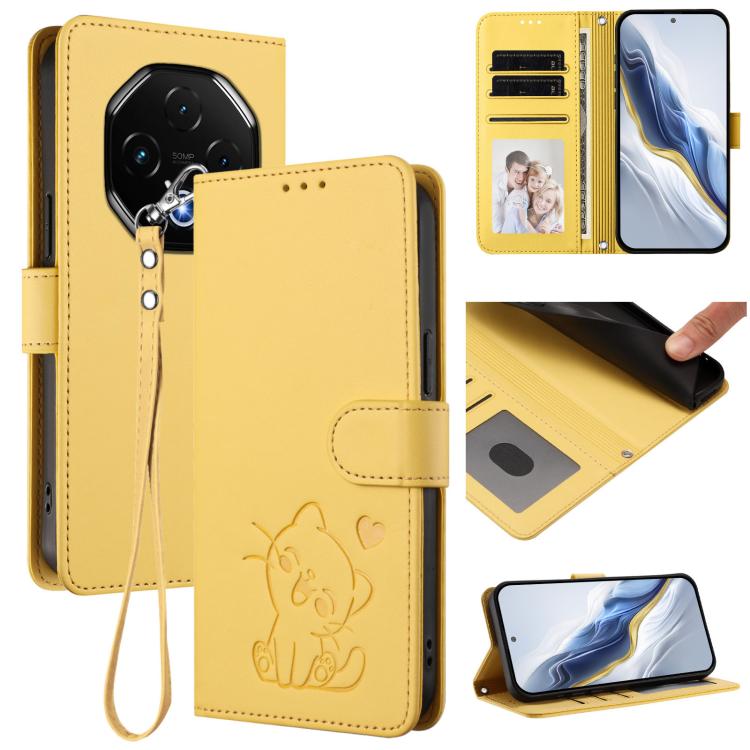 Embossed Heart Cat Leather Phone Case with Hand Strap, For Umidigi G100x, For Umidigi G100 Pro