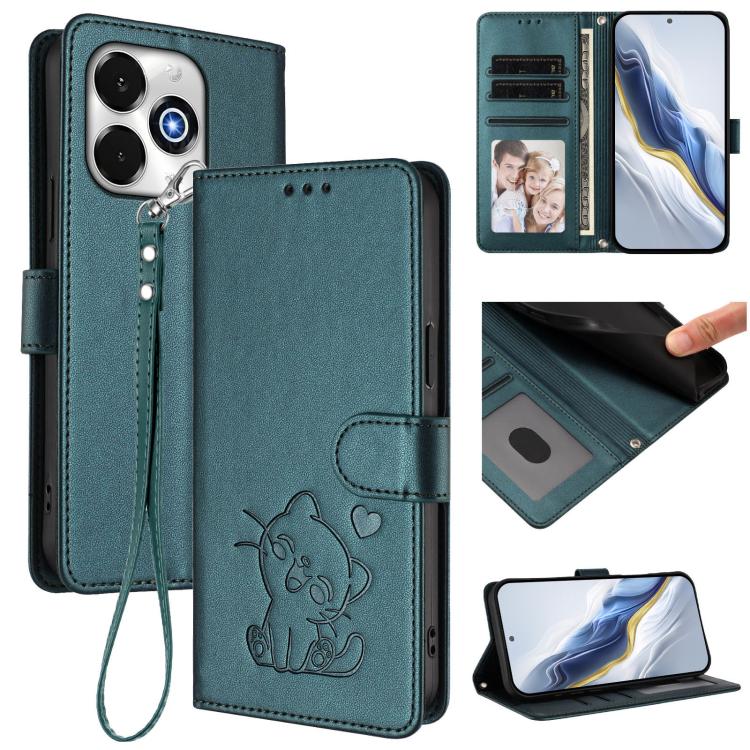 Embossed Heart Cat Leather Phone Case with Hand Strap, For Umidigi G100x, For Umidigi G100 Pro