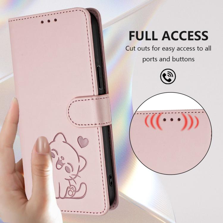 Embossed Heart Cat Leather Phone Case with Hand Strap, For Redmi Note 14 5G India / Xiaomi M7 Pro 5G, For Redmi Note 14 Pro 4G Global