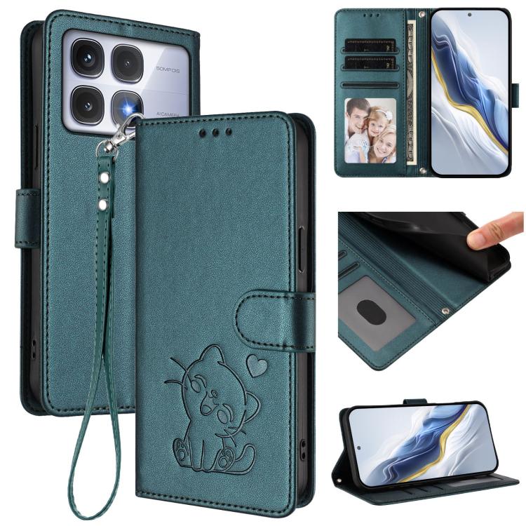 Embossed Heart Cat Leather Phone Case with Hand Strap, For Redmi K70 Ultra 5G, For Redmi A3 4G / A3x / Xiaomi Poco C61