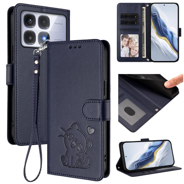 Embossed Heart Cat Leather Phone Case with Hand Strap, For Redmi K70 Ultra 5G, For Redmi A3 4G / A3x / Xiaomi Poco C61
