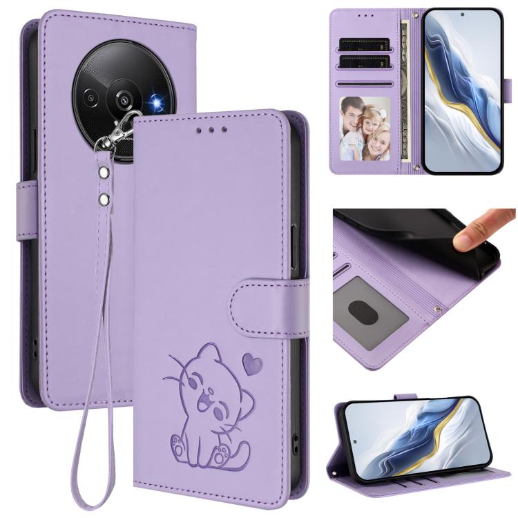 Embossed Heart Cat Leather Phone Case with Hand Strap, For Redmi K70 Ultra 5G, For Redmi A3 4G / A3x / Xiaomi Poco C61