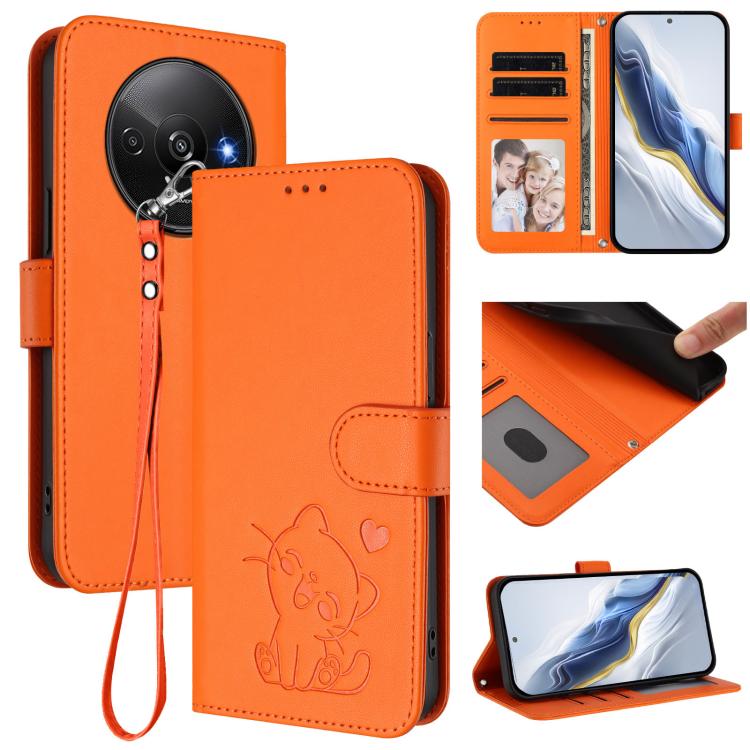 Embossed Heart Cat Leather Phone Case with Hand Strap, For Redmi K70 Ultra 5G, For Redmi A3 4G / A3x / Xiaomi Poco C61