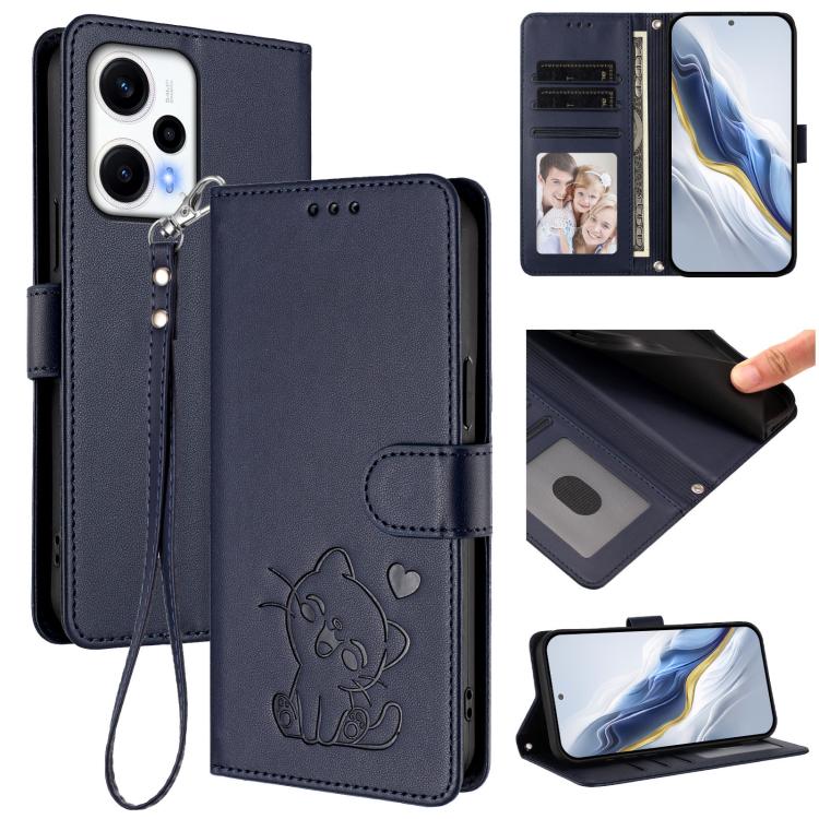 Embossed Heart Cat Leather Phone Case with Hand Strap, For Redmi K50i / Note 12T Pro, For Redmi Note 12 Turbo 5G / Xiaomi Poco F5