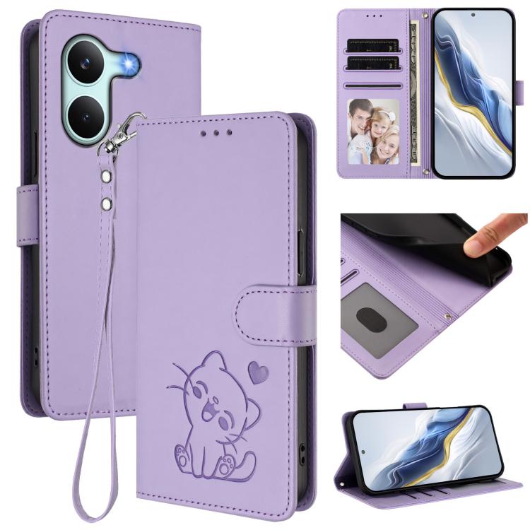 Embossed Heart Cat Leather Phone Case with Hand Strap, For Redmi Turbo 5 Max 5G / Poco X8 Pro Max 5G, For Redmi Turbo 5 5G / Poco X8 Pro 5G