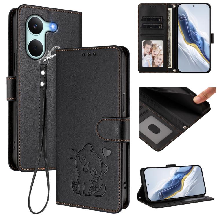 Embossed Heart Cat Leather Phone Case with Hand Strap, For Redmi Turbo 5 Max 5G / Poco X8 Pro Max 5G, For Redmi Turbo 5 5G / Poco X8 Pro 5G