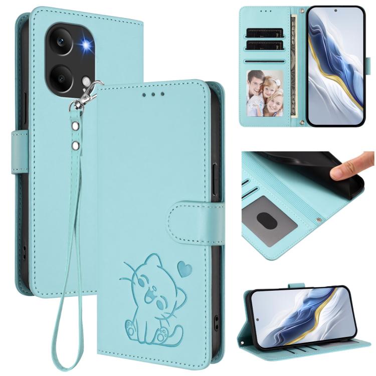 Embossed Heart Cat Leather Phone Case with Hand Strap, For Redmi Turbo 5 Max 5G / Poco X8 Pro Max 5G, For Redmi Turbo 5 5G / Poco X8 Pro 5G