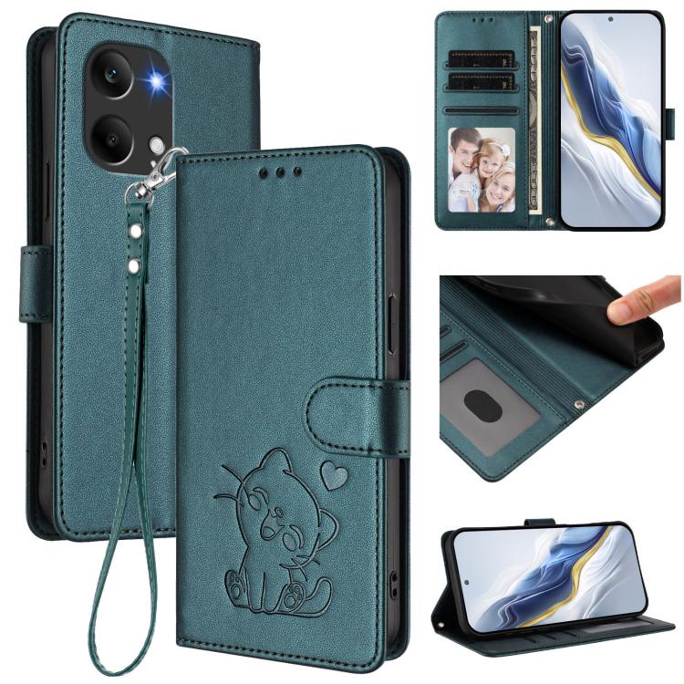 Embossed Heart Cat Leather Phone Case with Hand Strap, For Redmi Turbo 5 Max 5G / Poco X8 Pro Max 5G, For Redmi Turbo 5 5G / Poco X8 Pro 5G