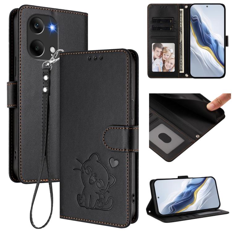 Embossed Heart Cat Leather Phone Case with Hand Strap, For Redmi Turbo 5 Max 5G / Poco X8 Pro Max 5G, For Redmi Turbo 5 5G / Poco X8 Pro 5G