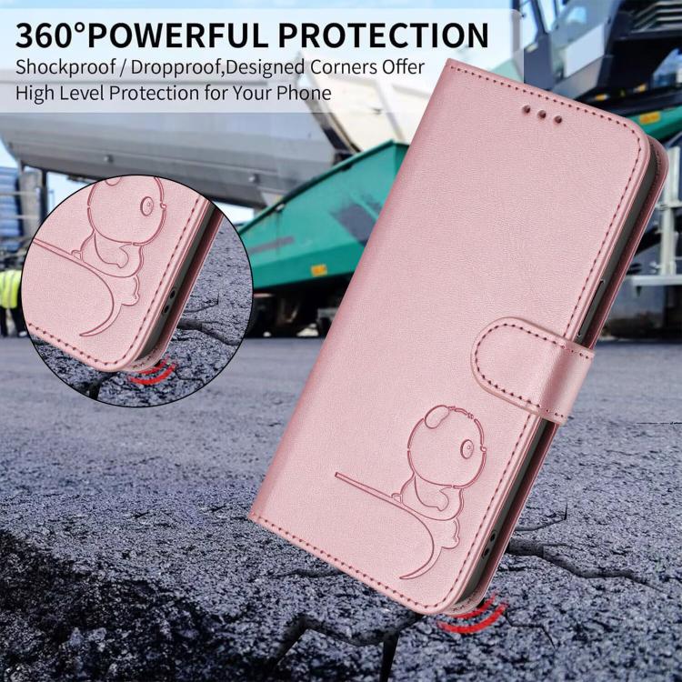 Litter Panda Embossing RFID Leather Phone Case with Lanyard, For Blackview Shark 6
