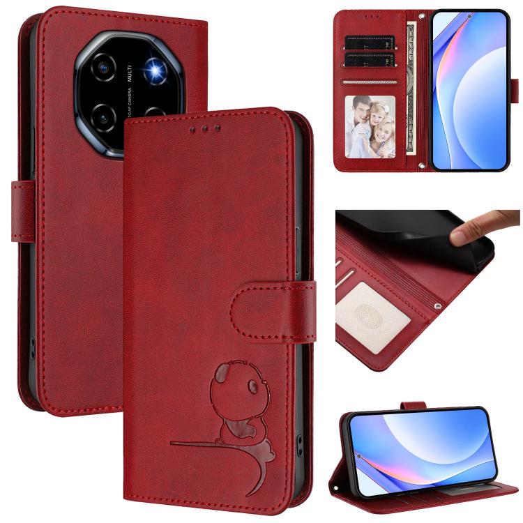 Litter Panda Embossing RFID Leather Phone Case with Lanyard, For Blackview Shark 6