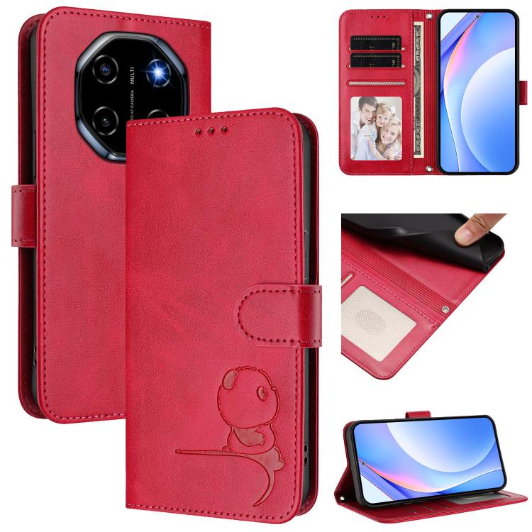 Litter Panda Embossing RFID Leather Phone Case with Lanyard, For Blackview Shark 6