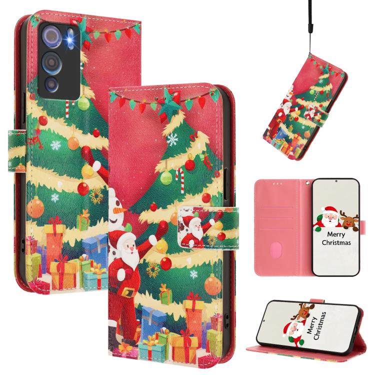Christmas Series Buckle Leather Phone Case with Hand Strap, For Doogee N60 Pro