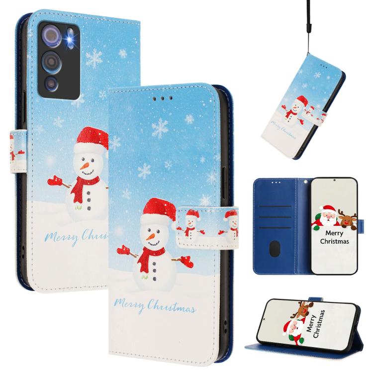 Christmas Series Buckle Leather Phone Case with Hand Strap, For Doogee N60 Pro