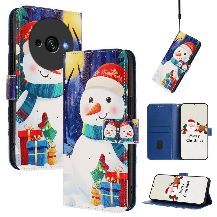 Christmas Series Buckle Leather Phone Case with Hand Strap, For Oukitel C59 / C59 Pro