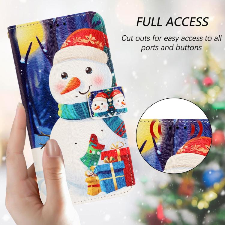 Christmas Series Buckle Leather Phone Case with Hand Strap, For Oukitel C59 / C59 Pro