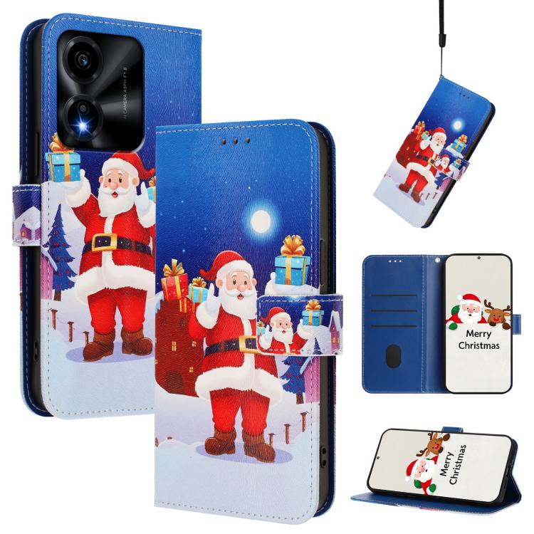 Christmas Series Buckle Leather Phone Case with Hand Strap, For Honor Magic8 Pro, For Honor Magic8, For Honor Play 70 Plus, For Honor X5c Plus