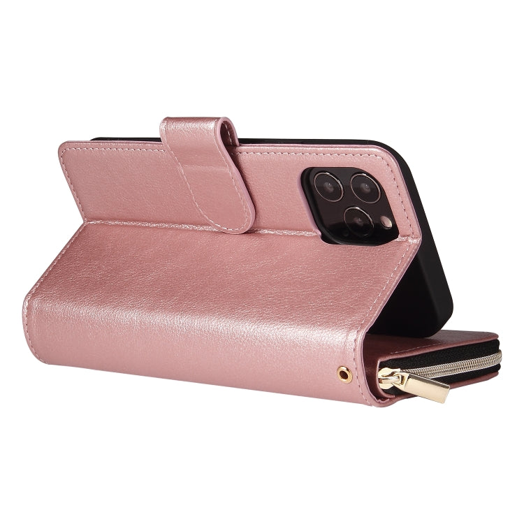 Zipper Wallet Bag Horizontal Flip PU Leather Case with Holder & 9 Card Slots & Wallet & Lanyard & Photo Frame, For iPhone 12 mini, For iPhone 12 / 12 Pro, For iPhone 12 Pro Max, For iPhone X / XS