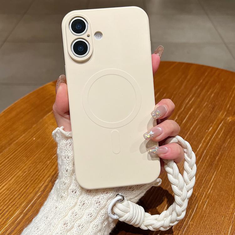 Solid Color Liquid Silicone Magnetic Phone Case with Lanyard, For iPhone 17