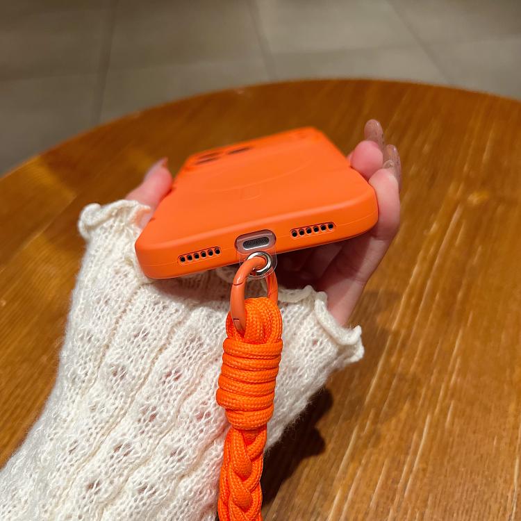 Solid Color Liquid Silicone Magnetic Phone Case with Lanyard, For iPhone 13