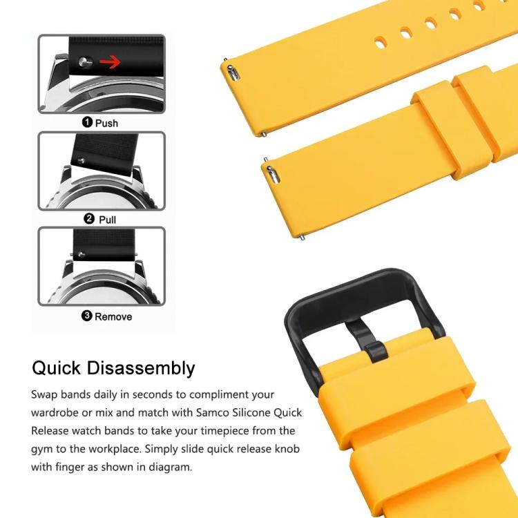 xDfind Stainless Steel Black Pin Buckle Solid Color Silicone Waterproof Watch Band, 24mm