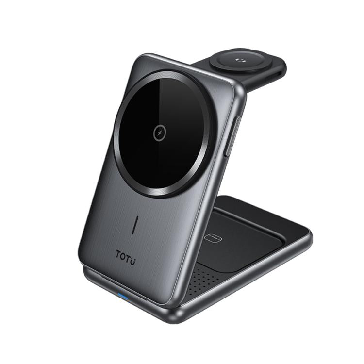 TOTU CW-4-W Wireless Charging Station 3 in 1 Magnetic Folding Charger Stand for Phone Watch Earbuds, CW-4-W