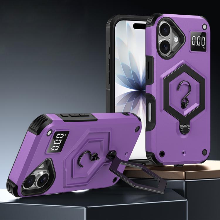 Hexagon Armor Magnetic Holder Weighing Scale Phone Case, For iPhone 16, For iPhone 15 Pro Max, For iPhone 15 Pro