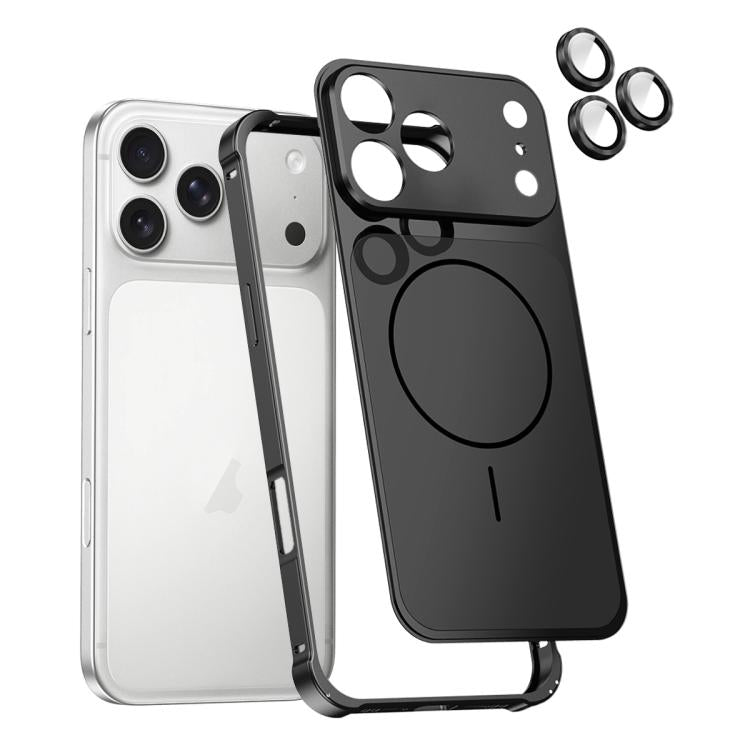 Change to 17 Series X1 Metal Frame + Lens Magnetic Phone Case, For iPhone 17 Pro Max, For iPhone 17 Pro, For iPhone 16 Pro Max, For iPhone 16 Pro, For iPhone 15 Pro Max, For iPhone 15 Pro