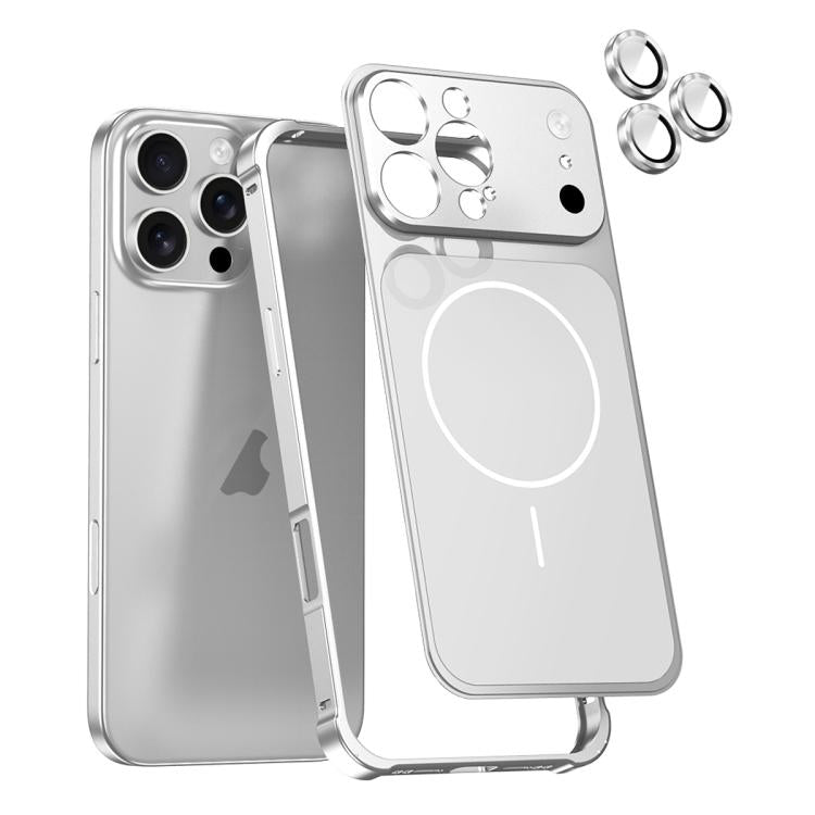 Change to 17 Series X1 Metal Frame + Lens Magnetic Phone Case, For iPhone 17 Pro Max, For iPhone 17 Pro, For iPhone 16 Pro Max, For iPhone 16 Pro, For iPhone 15 Pro Max, For iPhone 15 Pro