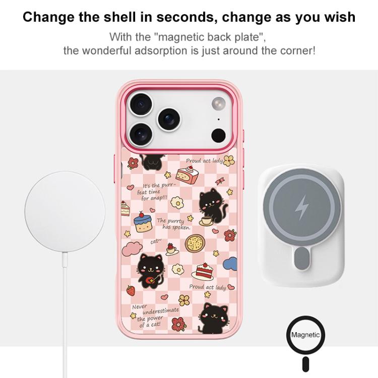 Adorable Dessert Cat Pattern Magnetic Phone Case, For iPhone 15 Pro Max, For iPhone 15 Pro