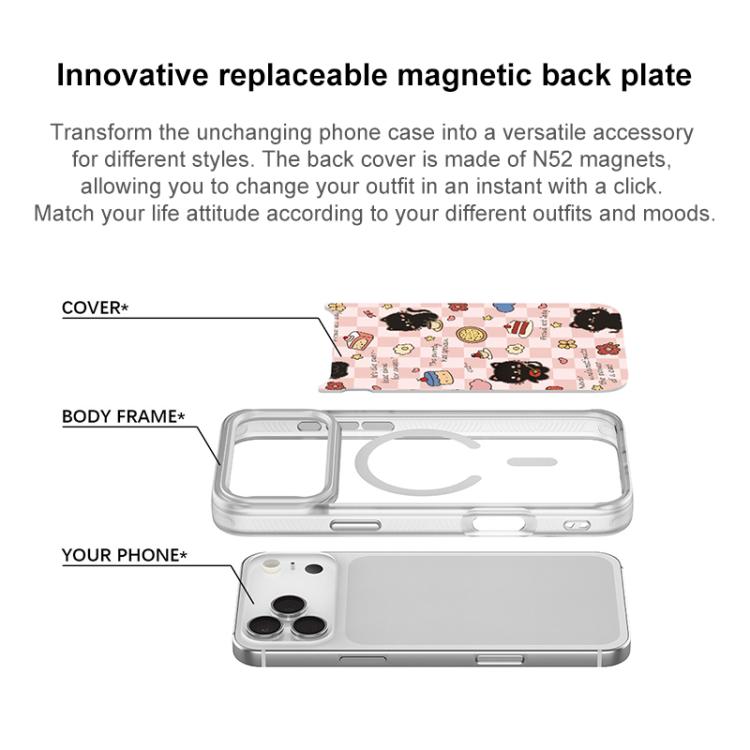 Adorable Dessert Cat Pattern Magnetic Phone Case, For iPhone 15 Pro Max, For iPhone 15 Pro