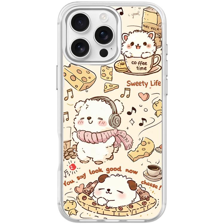 Adorable Coffee Cat Pattern Magnetic Phone Case, For iPhone 16 Pro Max, For iPhone 16 Pro, For iPhone 16 Plus, For iPhone 16