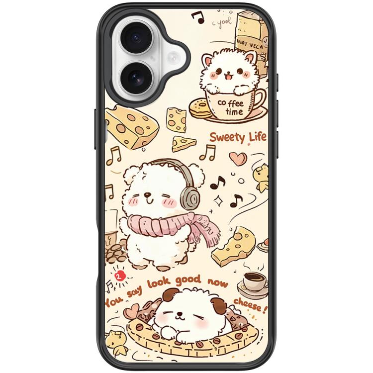 Adorable Coffee Cat Pattern Magnetic Phone Case, For iPhone 16 Pro Max, For iPhone 16 Pro, For iPhone 16 Plus, For iPhone 16