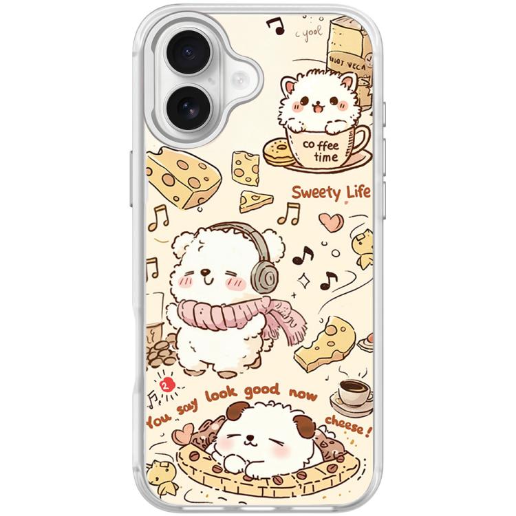 Adorable Coffee Cat Pattern Magnetic Phone Case, For iPhone 16 Pro Max, For iPhone 16 Pro, For iPhone 16 Plus, For iPhone 16