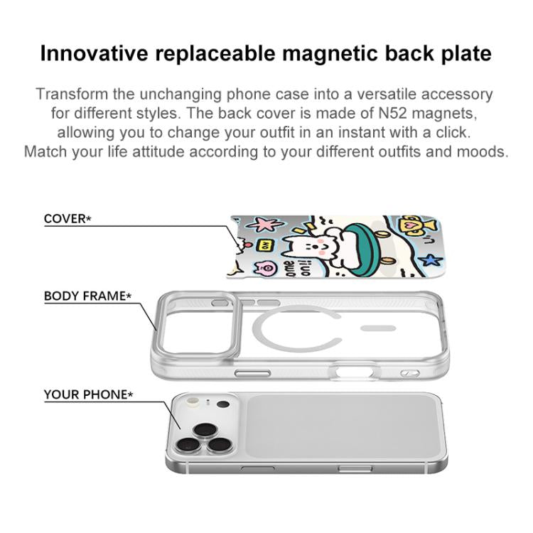 Happy Weekend Pattern Magnetic Phone Case, For iPhone 15 Pro Max, For iPhone 15 Pro