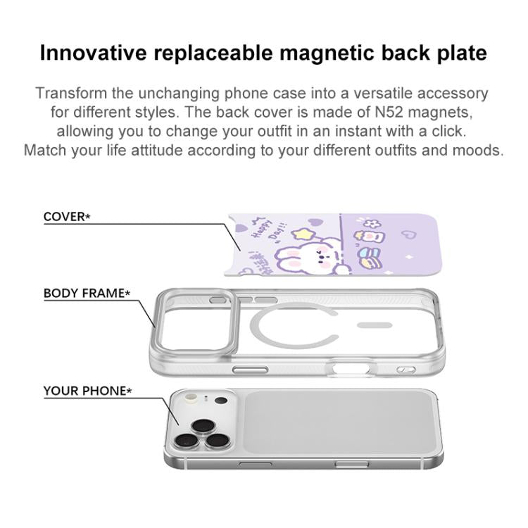 Good Luck Star Rabbit Pattern Magnetic Phone Case, For iPhone 16 Pro Max, For iPhone 16 Pro, For iPhone 16 Plus, For iPhone 16