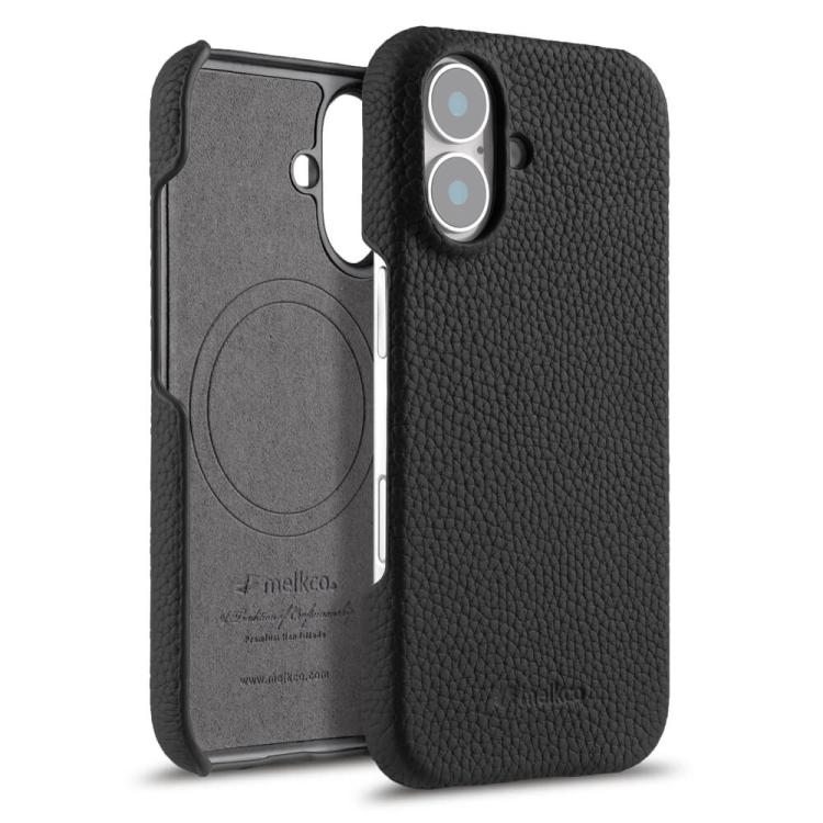 melkco Litchi Texture Magnetic Half Coverage Genuine Leather Phone Case, For iPhone 16, For iPhone 15 Pro Max, For iPhone 15 Pro