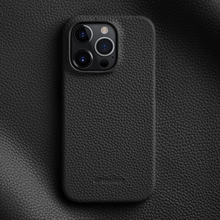 melkco Litchi Texture Magnetic Half Coverage Genuine Leather Phone Case, For iPhone 16, For iPhone 15 Pro Max, For iPhone 15 Pro