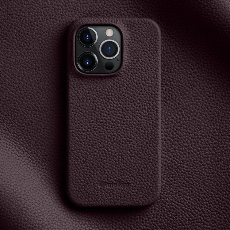 melkco Litchi Texture Magnetic Half Coverage Genuine Leather Phone Case, For iPhone 16, For iPhone 15 Pro Max, For iPhone 15 Pro