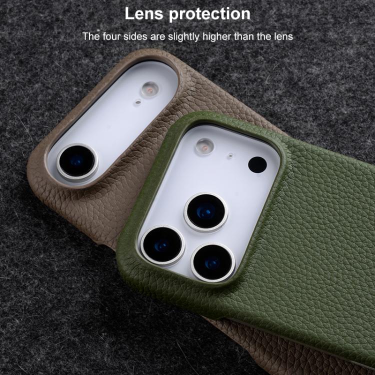 melkco Litchi Texture Magnetic Half Coverage Genuine Leather Phone Case, For iPhone 16, For iPhone 15 Pro Max, For iPhone 15 Pro