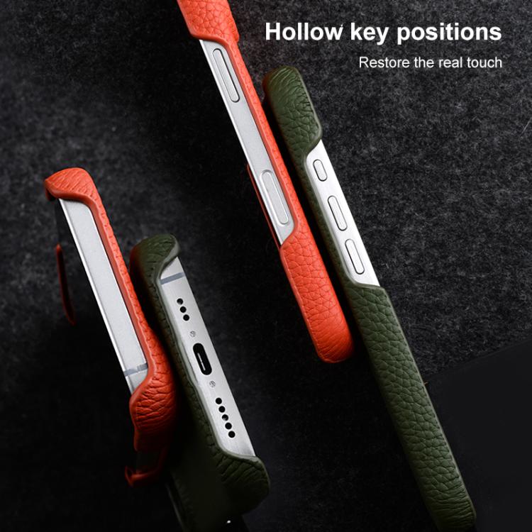 melkco Litchi Texture Magnetic Half Coverage Genuine Leather Phone Case, For iPhone 16, For iPhone 15 Pro Max, For iPhone 15 Pro