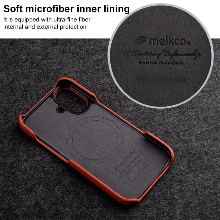 melkco Litchi Texture Magnetic Half Coverage Genuine Leather Phone Case, For iPhone 16, For iPhone 15 Pro Max, For iPhone 15 Pro