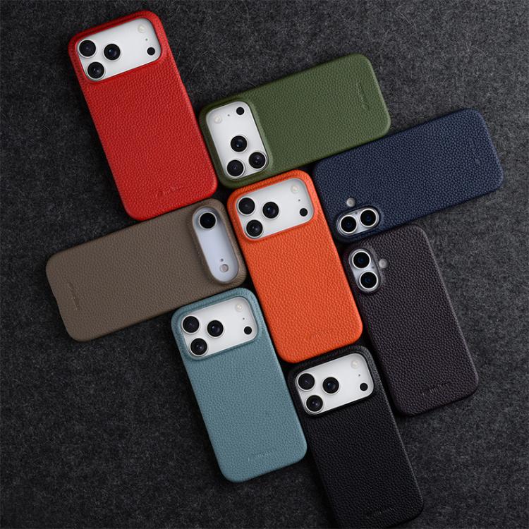 melkco Litchi Texture Magnetic Half Coverage Genuine Leather Phone Case, For iPhone 16, For iPhone 15 Pro Max, For iPhone 15 Pro